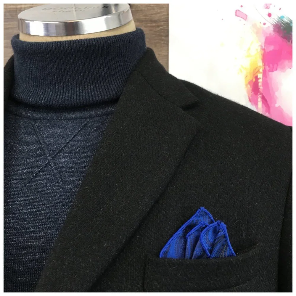 Studio Suits‎ Men's Long Coat Over Coat Wool Sports Jacket 40R Men Black Trench